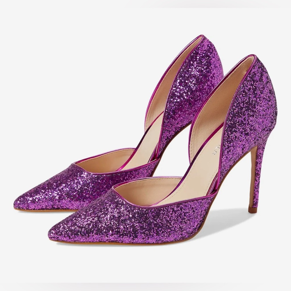 Women’s Marc Fisher Christay Pointy Toe Silhouette Pumps Purple Glitter Size 9